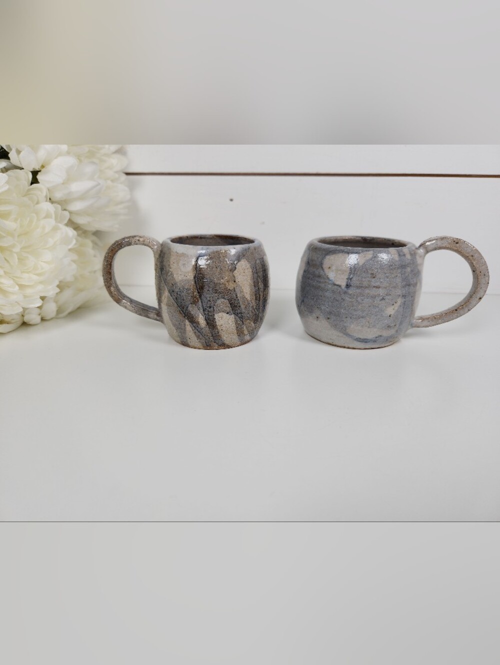 Vintage Signed Studio Pottery Mug Set | Hand Crafted Boho Mugs | Coffee Cup